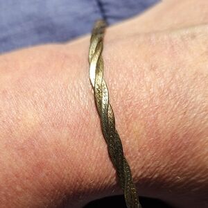 Gorgeous 3 Tone HERRINGBONE Braided Bracelet Stamped 925 Italy
